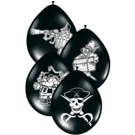 Ballonnen Piraten 30 cm latex zwart 8 stuks
