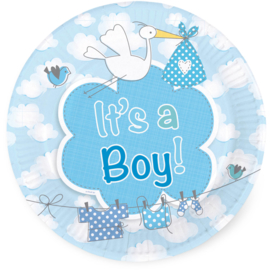 Geboorte Jongen Bordjes It's a Boy 18cm - 8 stuks