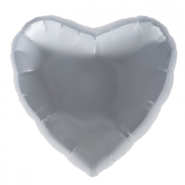 Folieballon hart zilver XL - 80 cm