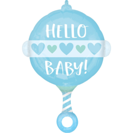 Folieballon Hello Baby Boy Rammelaar - 60 cm