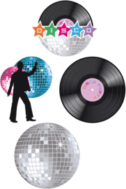 Wanddecoratie Disco 4 stuks