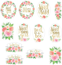 Losse Decoratie Sweet Baby Girl - 12 Stuks