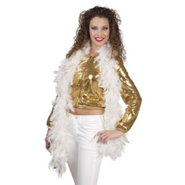 Luxe witte boa met gouden glitters - 1,80 meter