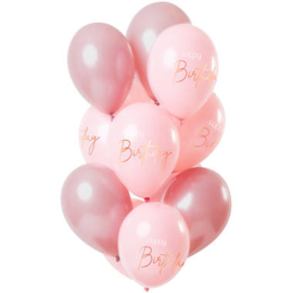 Ballonnen Elegant Lush Blush Happy Birthday 30cm - 12 stuks