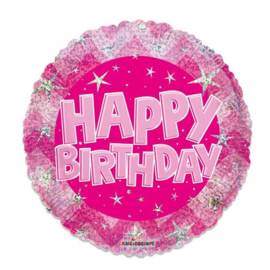 Folieballon pink Holographic HBD - 46 cm