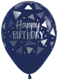 Ballonnen Happy Birthday Triangles - Navy Blue (1st)