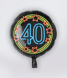 Folieballon Neon 40 Jaar - 45 cm