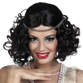 Pruik Flapper met hoofdband dames zwart