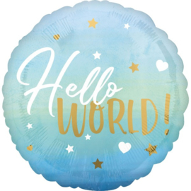 Folieballon Hello World Blauw - 40 cm