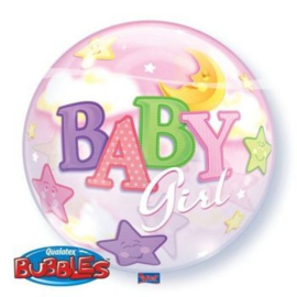 Folieballon Geboorte Girl Moon & Stars 56 cm