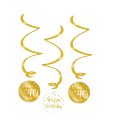 Swirl decorations gold/white - 40