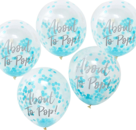 Oh Baby confetti ballonnen blauw 30cm 5 stuks