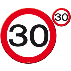 30 Jaar Verkeersbord Placemat 4x en Onderzetters 4x