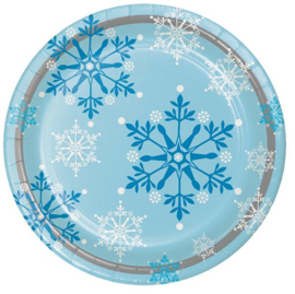 Bordjes Snow Princess 23 cm karton blauw 8 stuks