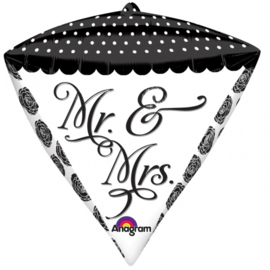 Folieballon Diamand Mr & Mrs - 43 cm