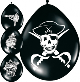 Ballonnen Piraten 30 cm latex zwart 8 stuks