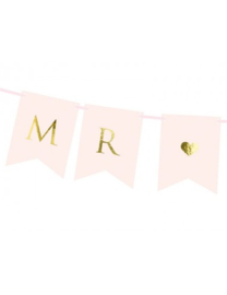 Roze slinger met goud bedrukte tekst "MR ♥ MRS"