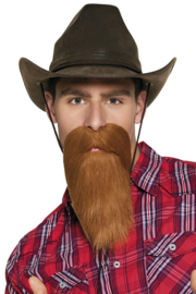 Baard met snor cowboy bruin