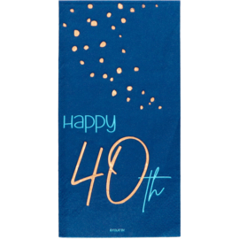 Servetten Elegant True Blue 40 Jaar 33x33cm - 10 stuks