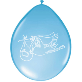 Blauwe Geboorte Ballonnen Ooievaar - 8 stuks
