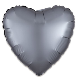 Folieballon hart satin grafiet (43cm)