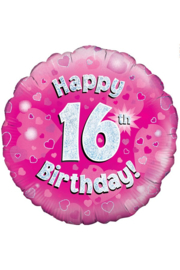 Folieballon Happy 16th Birthday - 45 cm