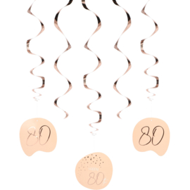 Hangdecoratie Elegant Lush Blush 80 Jaar - 5 stuks