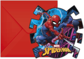 Uitnodigingen met envelop Spider-Man 6 stuks rood 12-delig