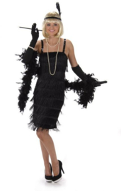 Zwarte Jaren 20 Flapper Charleston jurk 3-delig