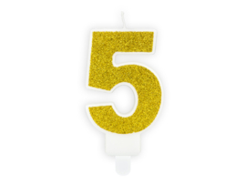 Nummerkaars goud ‘5‘ (7cm)