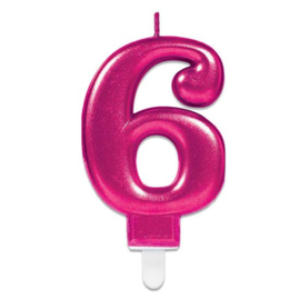 Verjaardag Kaars 6 jaar- Roze 7.5 cm