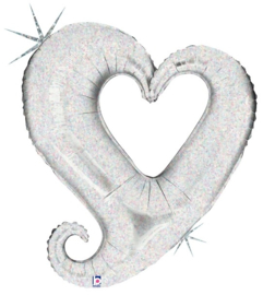 Folieballon chain of hearts silver - 94 cm