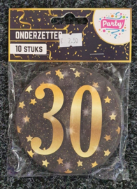 30 Jaar Gold Party Onderzetters - 10 stuks