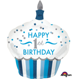 Folieballon SuperShape 1st Birthday Cupcake Boy - 91 cm