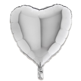 Folieballon hart zilver - 46 cm
