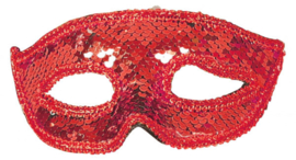 Masker Sequin dames rood one-size