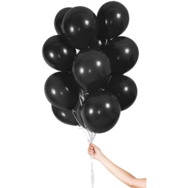 Zwarte Ballonnen met Lint 23cm - 30 stuks