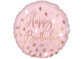 Folieballon Happy Birthday Blush - 45 cm