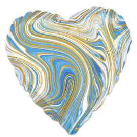 Folieballon Marblez hart blauw (43cm)