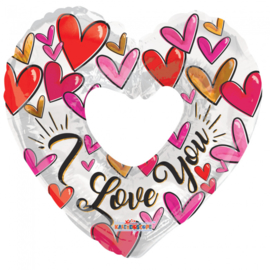 Folieballon Trendy Heart 'I Love You' - 91 cm