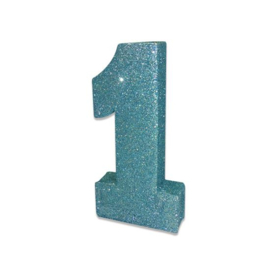 Tafeldecoratie 1 glitter babyblauw (20cm)