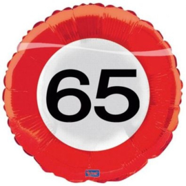 65 Jaar Verkeersbord Folieballon - 46 cm