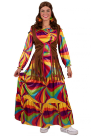Hippie jurk lang dames multi kleuren