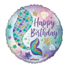 Folieballon Happy Birthday Mermaid - 46 cm