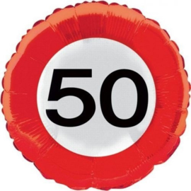 50 jaar verkeersbord folieballon - 46 cm