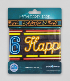 Neon Party tape - 16 jaar - 12 meter