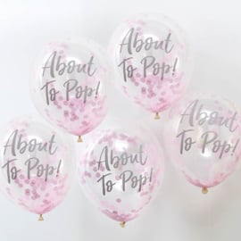 Oh Baby confetti ballonnen roze 30cm - 5 stuks