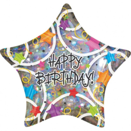 Folieballon Happy Birthday stars - 45 cm