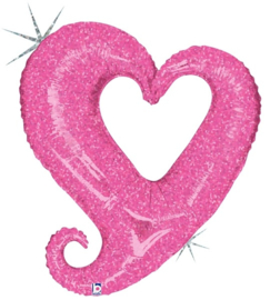 Folieballon chain of hearts pink - 94 cm