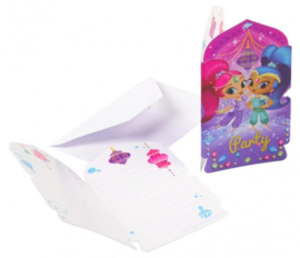 Uitnodigingen Shimmer en Shine 14 cm 8 stuks